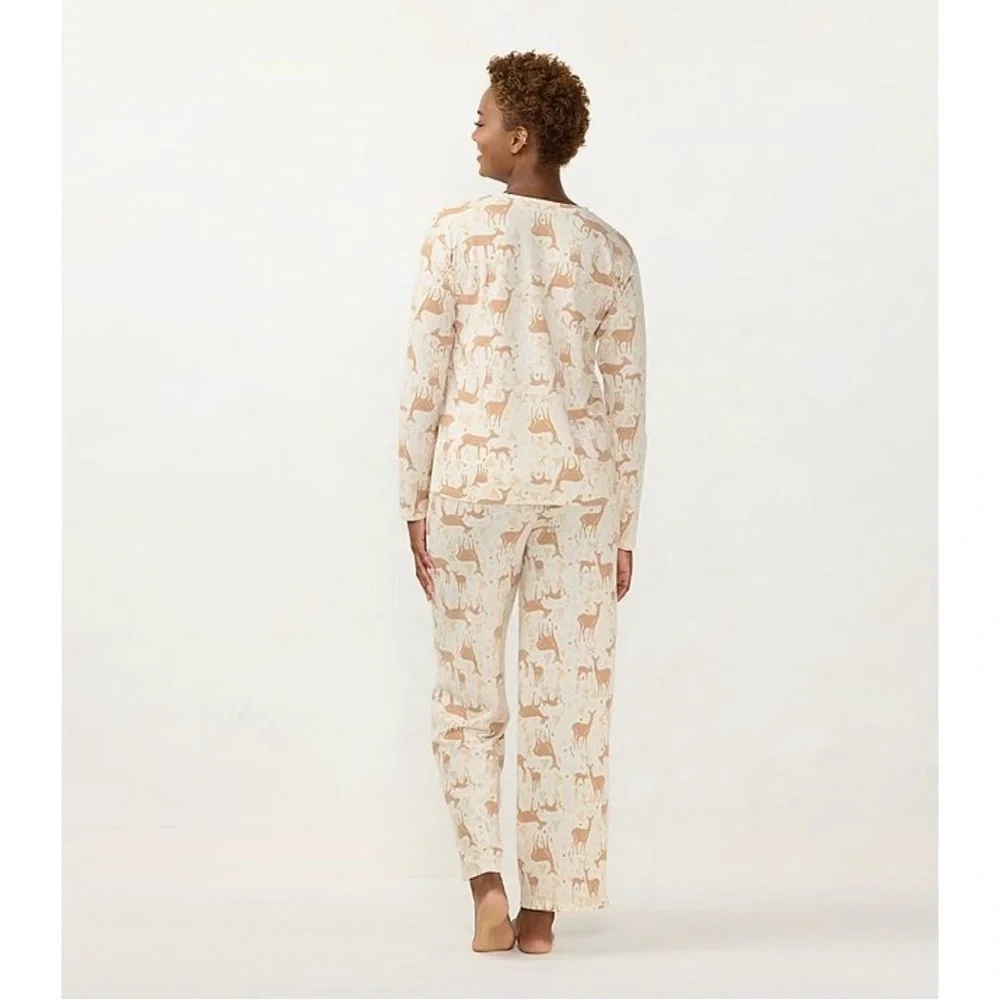 LC Lauren Conrad Long Sleeve Henley Pajama Top & Pajama Pants Sleep Set Size L